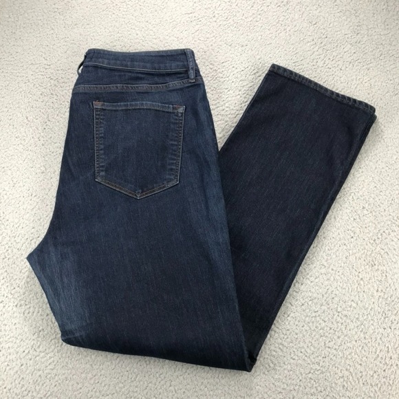 LOFT Jeans Size 32/14 Curvy Straight Mid Rise Dark Wash Lightweight Denim - Picture 1 of 14